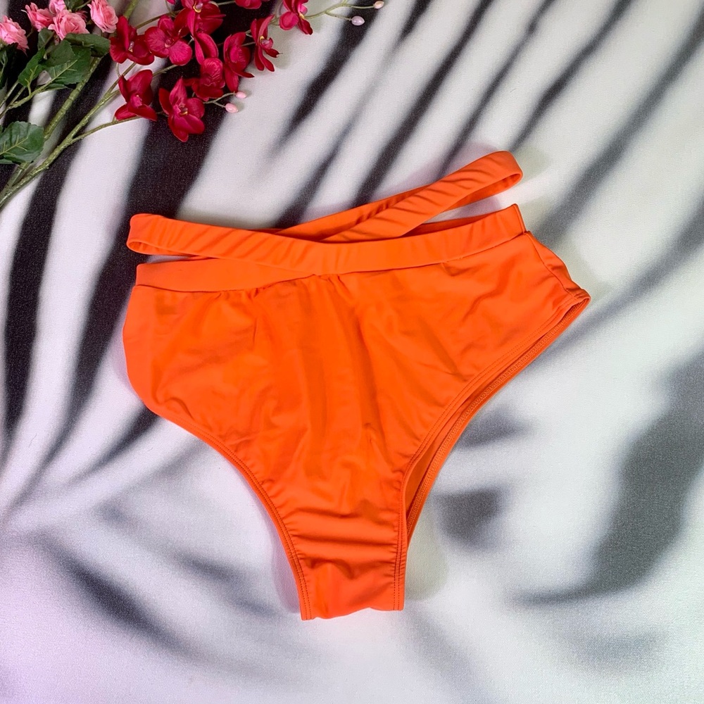 Orange High-Waisted Bikini Bottoms